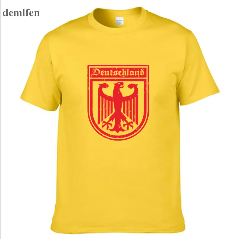 yellow Deutschland немецкий флаг; герб Орел с герба Германии Футболка Мужская Новая мода B человек o-образным вырезом Футболка Harajuku Топы Рубашки - Цвет: yellow