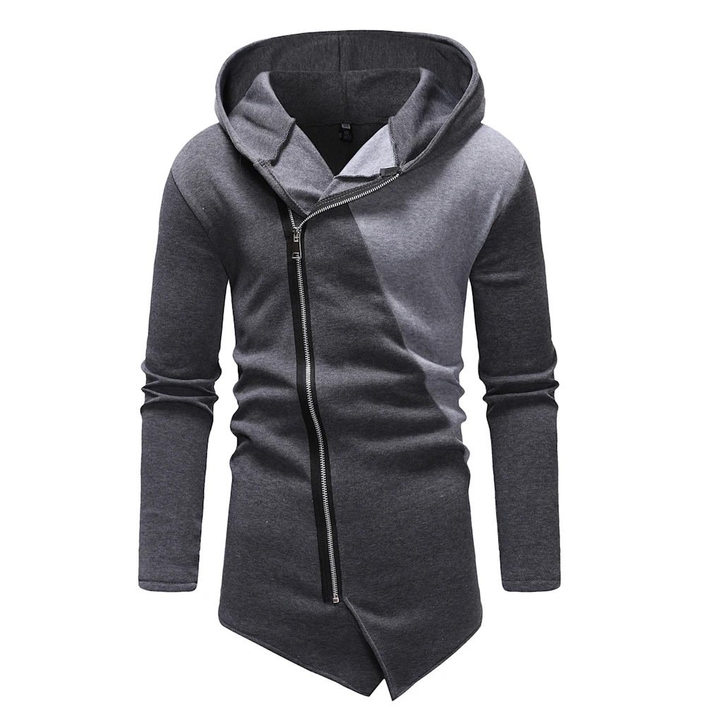 

2018 Foreign trade hot-selling sweater diagonal zipper stitching design style sweater mens hoodies sweatshirt men