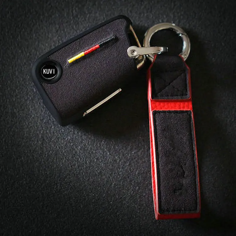 black-keychain 2 Замшевый чехол для ключей автомобиля из ТПУ, чехол для ключей автомобиля, подходит для VW Volkswagen Skoda Golf7 Polo Tiguan Passat Jetta MK5 MK6 T5 Beetle, аксессуары - Название цвета: black-keychain 2