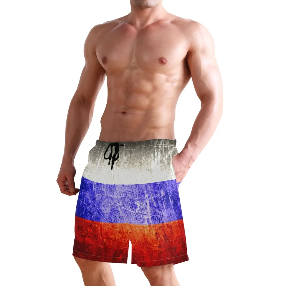 Summer Male Swimming Trunks Siwmsuits Russia Flag Print Beach Short Pants Men's Sportwear Shorts For Man Sports Fitness | Спорт и