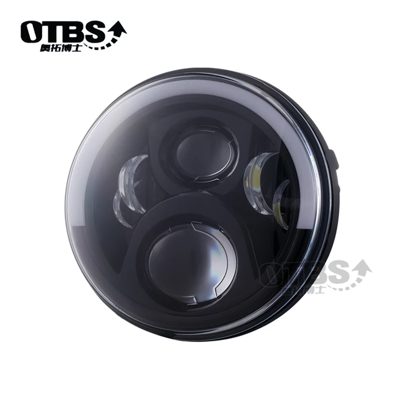 OTBS DOT E9 Mark 7 дюймов круглый светодиодный фонарь с белым/янтарным ореолом кольцо