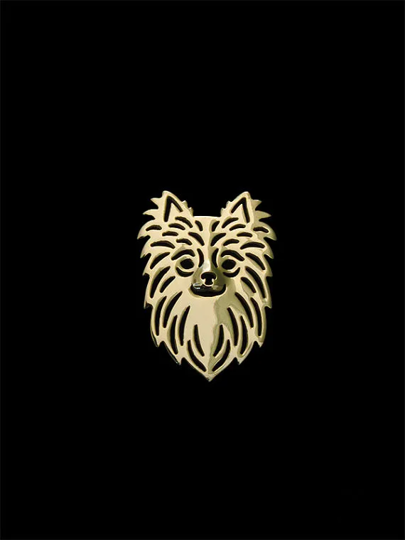 Брошь для чихуахуа Мужская классическая золотистая/Серебристая дизайнерская