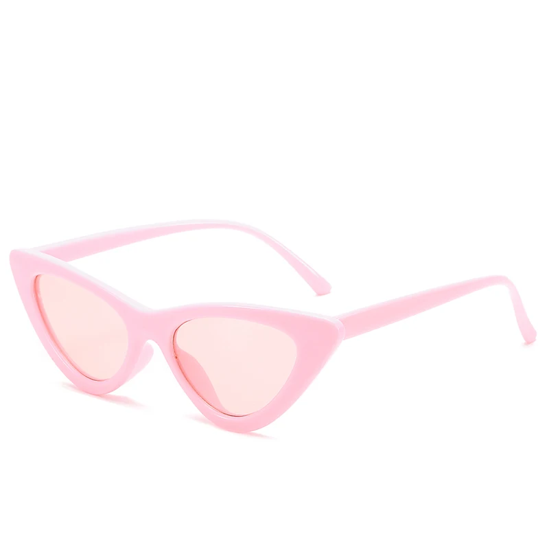 Pink Pink Винтажные Модные солнцезащитные очки кошачий глаз для женщин, Брендовые женские Ретро треугольные кошачьи очки oculos feminino - Цвет линз: Pink Pink