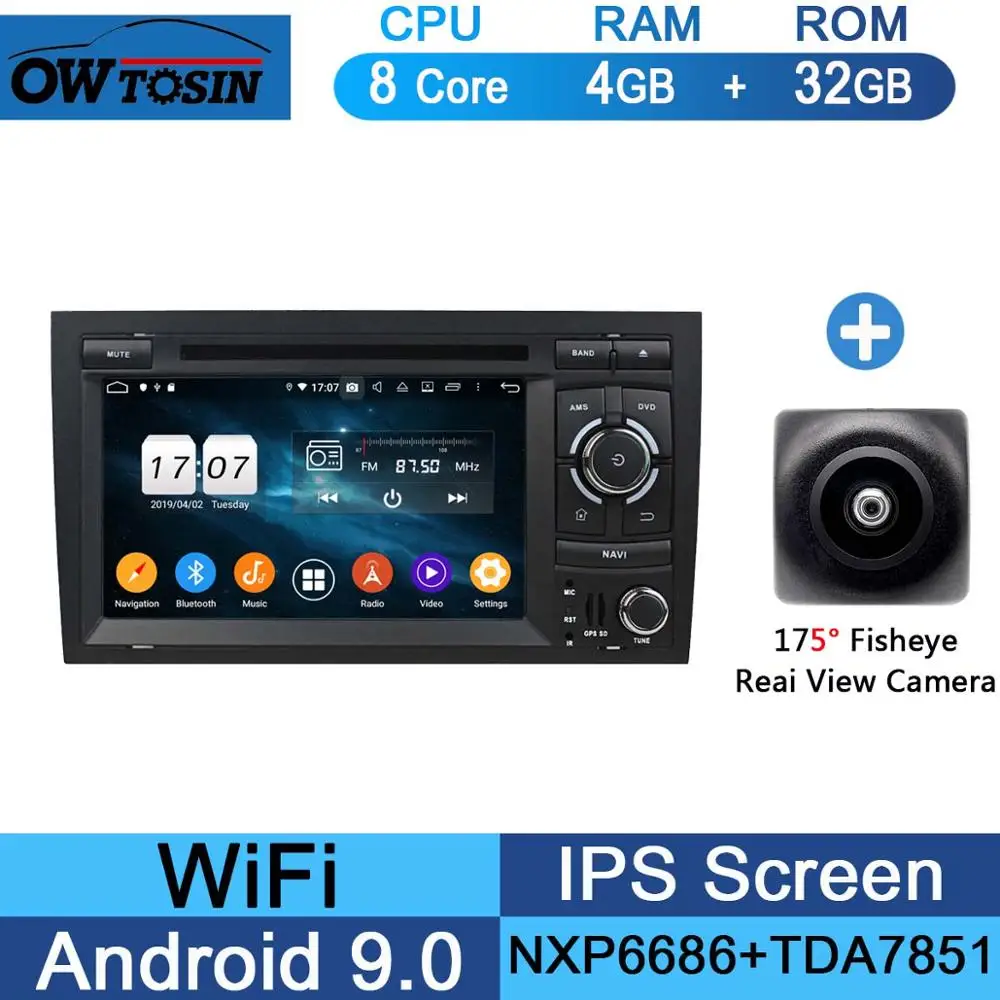 32G Fisheye Camera " ips 8 ядерный 4G+ 64G Android 9,0 автомобильный DVD радио мультимедиа gps Navi для Audi A4 B6 B7 S4 2002-2008 DSP CarPlay Parrot BT стерео - Цвет: 32G Fisheye Camera