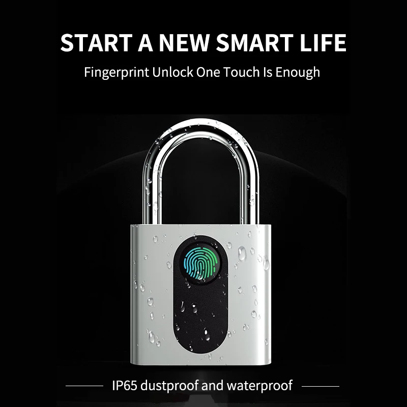 USB Перезаряжаемый смарт замок без ключа с защитой от отпечатков пальцев IP66