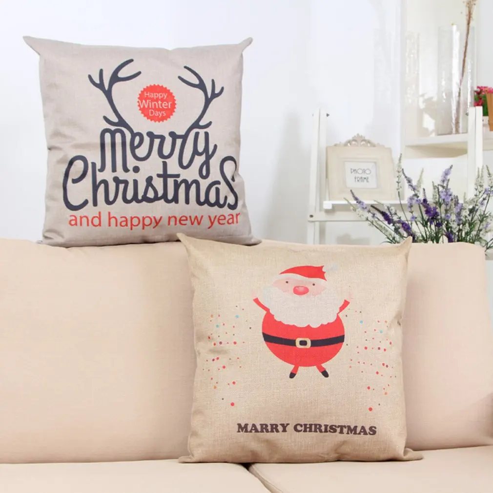 Светодиодный Декор для рождественских подушек наволочки льняные чехлы диванов