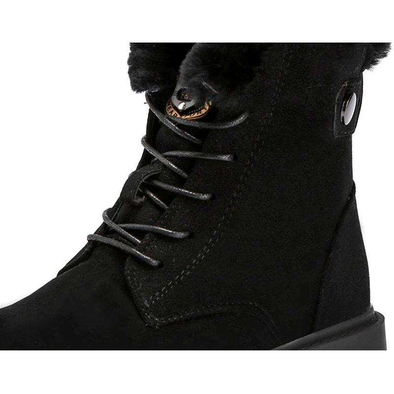 Женские ботинки 2018 г. зимние женские модные сапоги из флока теплые плюшевые