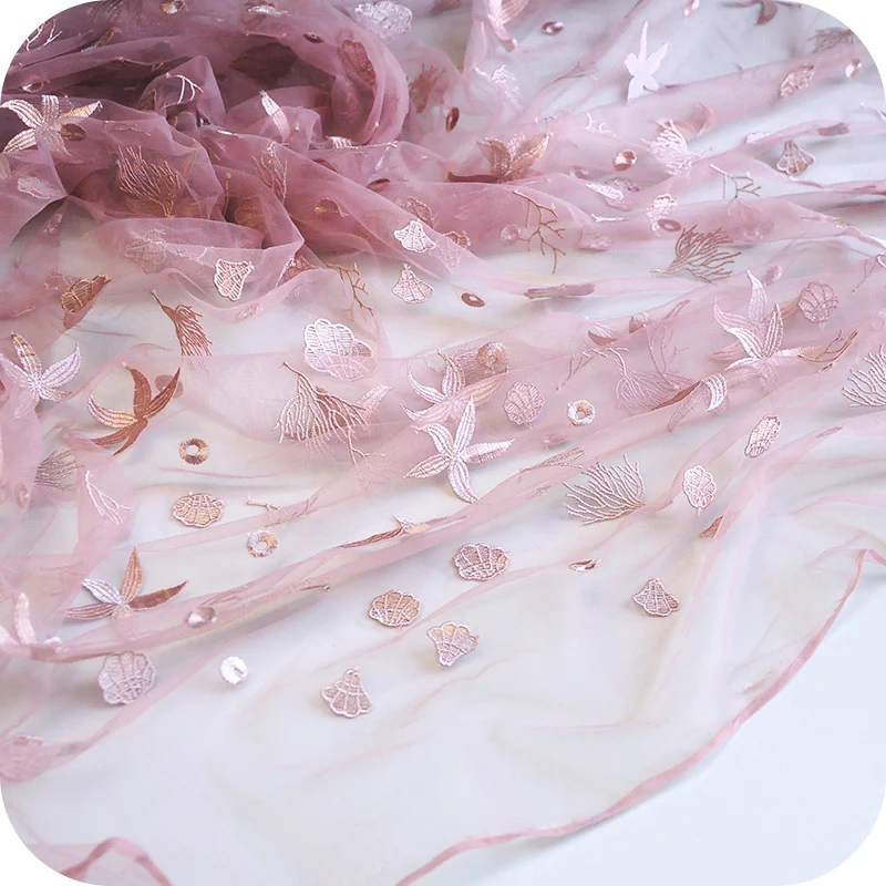 Малиновый океан мир вышивка кружева ткань ручной работы diy одежда юбка платье для