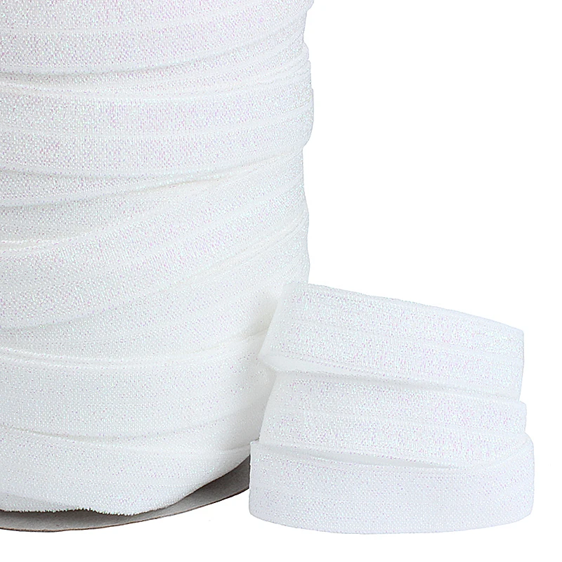 

White glitter thread fold over elastic for girl hair accessories