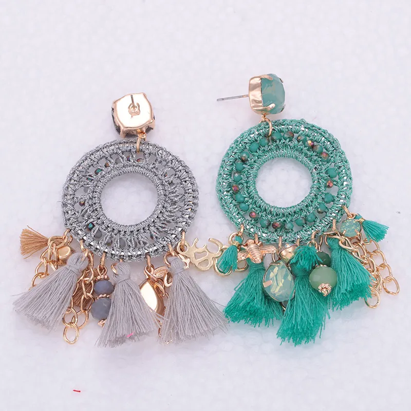 Sehuoran женские серьги с кисточками Boho Oorbellen хрустальные бусины граненые ручной