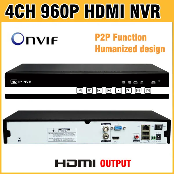 Высокое качество 960 P HDMI Выход NVR 4ch H.264 видеонаблюдения ONVIF 4 канала Регистраторы