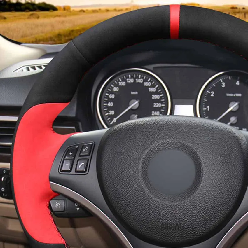 MEWANT черно красная замшевая мягкая удобная ручная работа для BMW E90 320i 325i 330i 335i E87 120i