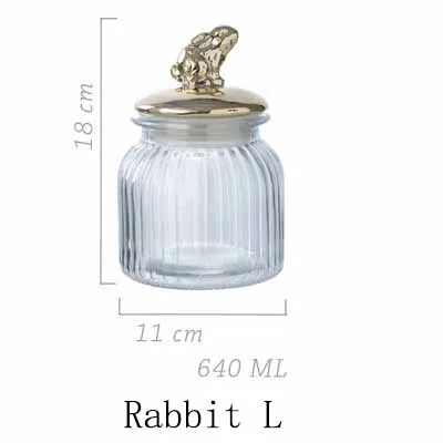 rabbit 640ml Скандинавские золотые керамические стеклянные герметичные банки Свадебные десертные банки для закусок банки для хранения новогодние принадлежности для украшения стола - Цвет: rabbit 640ml