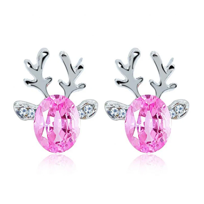 Рождество Jewelry 7 цветов животных оленей серьги гвоздики для женщин шикарные со