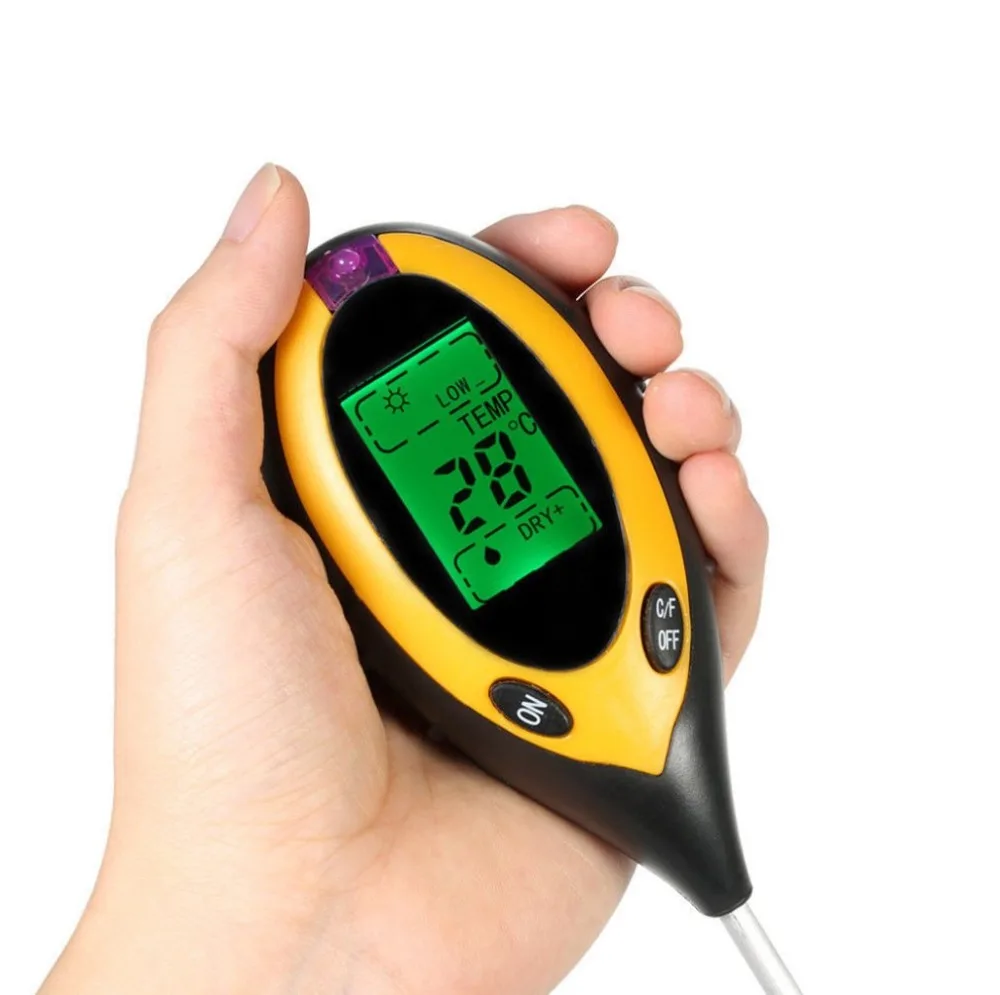 4 In 1 LCD Digital Soil Meter PH Moisture Meters Detector Sunlight/Moisture/PH value/Temperature Tester For Garden Plant | Инструменты