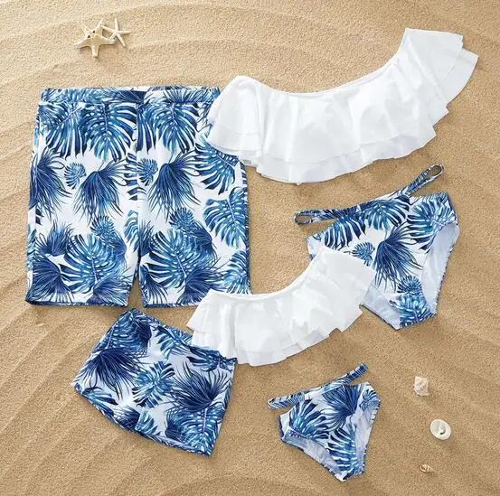 Color 4 Matching Family Bathing Suits Mother Girl Bikini Swimsuit For Mom and Daughter Swimsuits Female Children Baby Kid Beach Swimwear - Цвет: Color 4