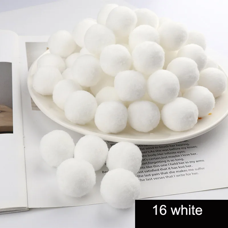 16 white Новинка! 100 шт/партия помпон 20 мм Мини пушистые мягкие помпоны шар пушистый ручной работы поделки для домашнего декора Швейные принадлежности - Цвет: 16 white