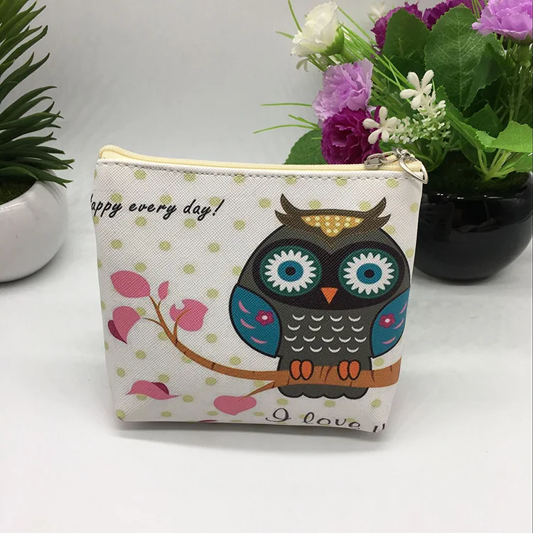 Кошельки из искусственной кожи с рисунком совы маленькие свежие повседневные