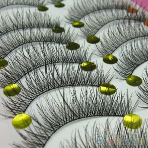 10 пар в комплекте Eyelashs 14 мм ручной работы Красота черный клей для наращивания