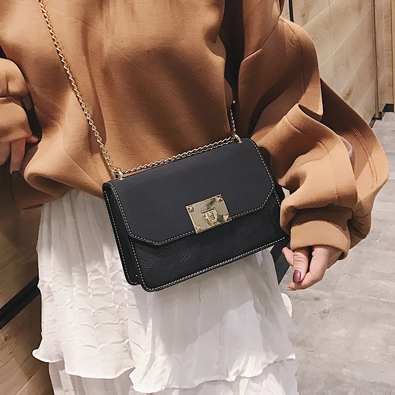 Square bag for women 2019 new fashion chain shoulder female quality leather crossbody bags simple solid colour handbag | Багаж и сумки