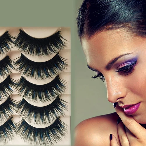 5 пар синие и черные длинные толстые накладные ресницы|false eyelashes handmade|cross false