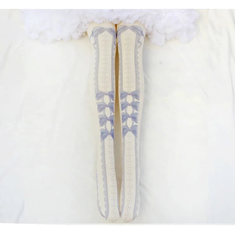 Высококачественные японские милые шелковые чулки в стиле Лолиты с бантиком, женские колготки для девочек