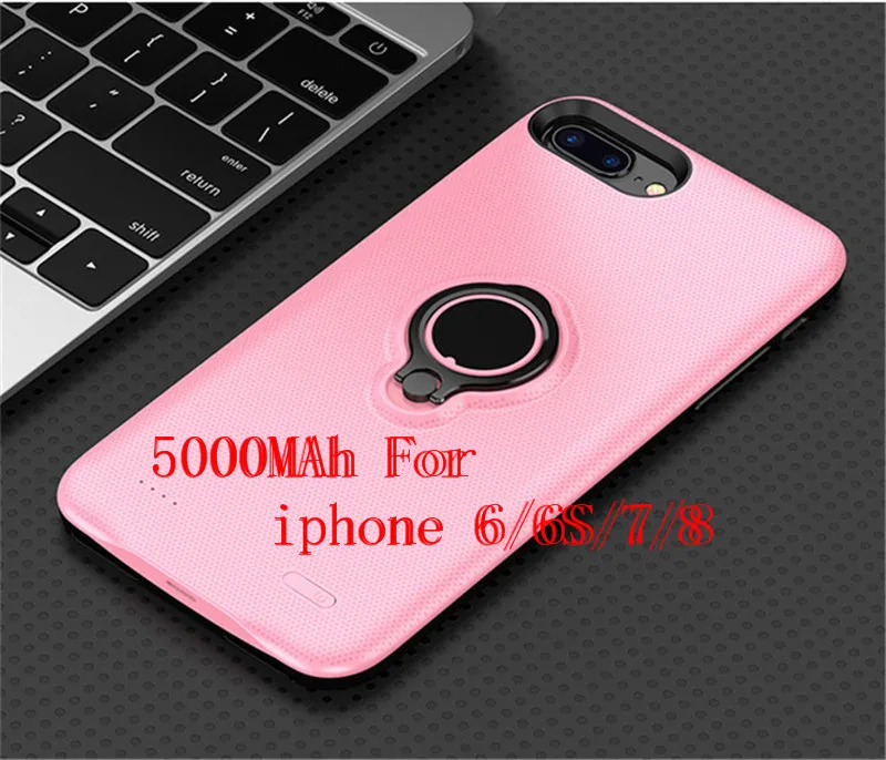 KQJYS портативный резервный внешний аккумулятор 5000/7200 мАч для iphone 7 6 6S Plus внешний Магнитный чехол для зарядного устройства для iphone 8 7 6 - Цвет: Pink