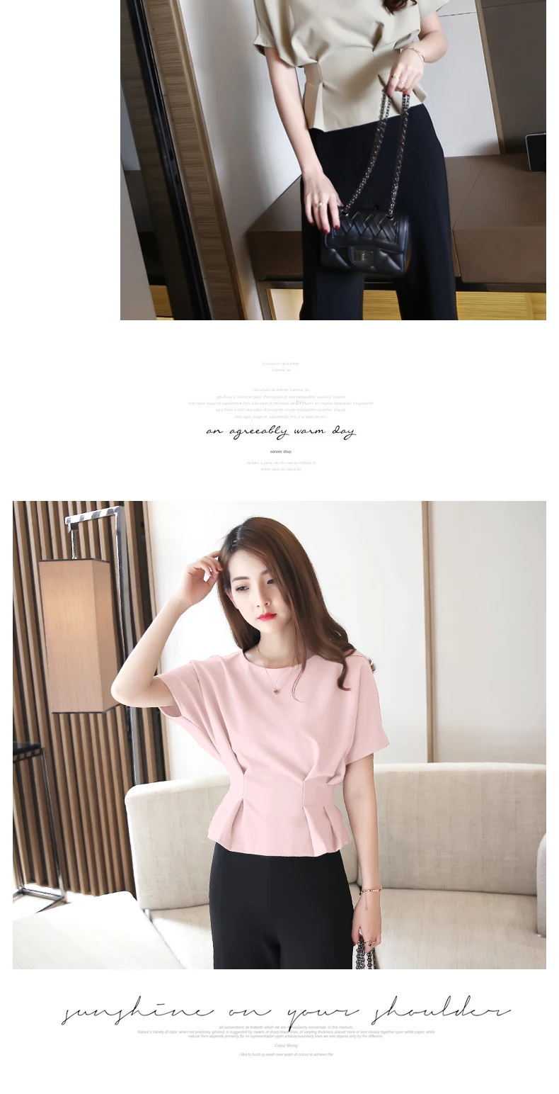 Blusas mujer de moda, женские топы, шорты, женские топы и блузки размера плюс, топы для женщин, одежда с оборками, одноцветные, с рукавами летучая мышь 0004