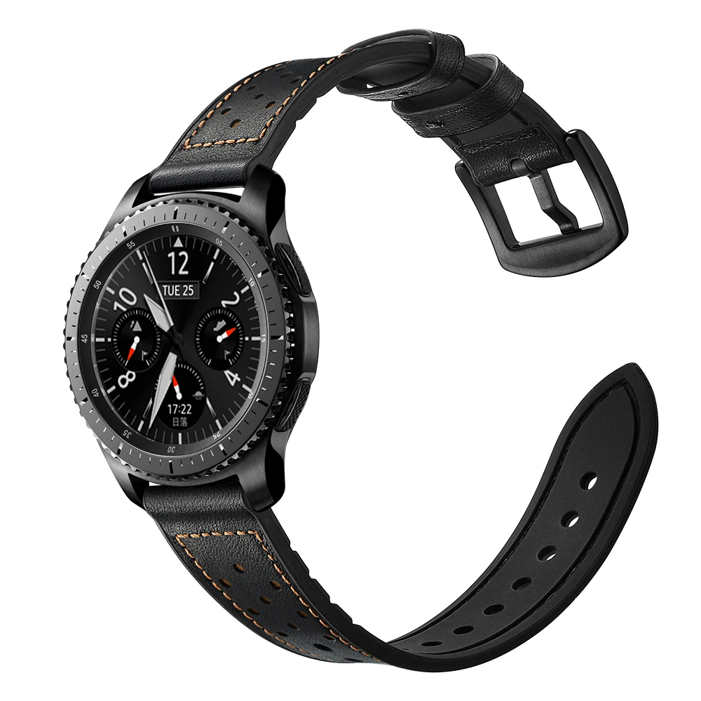 Черный коричневый 20 мм отверстие из натуральной кожи часы ремешок для samsung gear S4