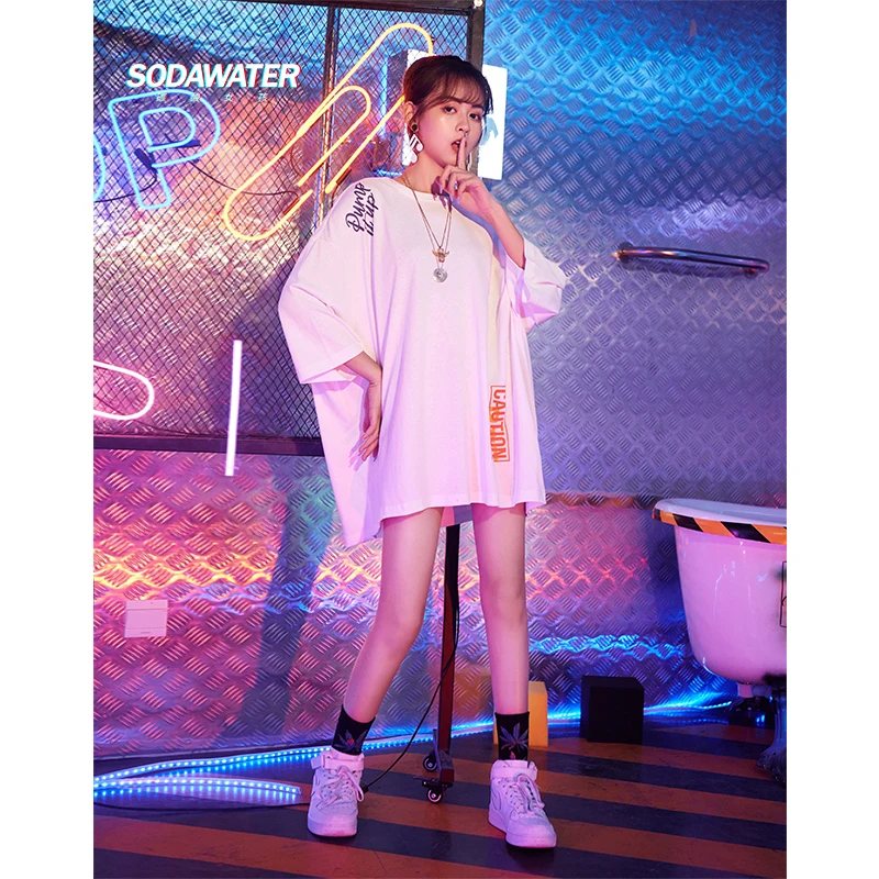 SODAWATER/женские Забавные футболки с буквенным принтом Футболка для девочек круглым