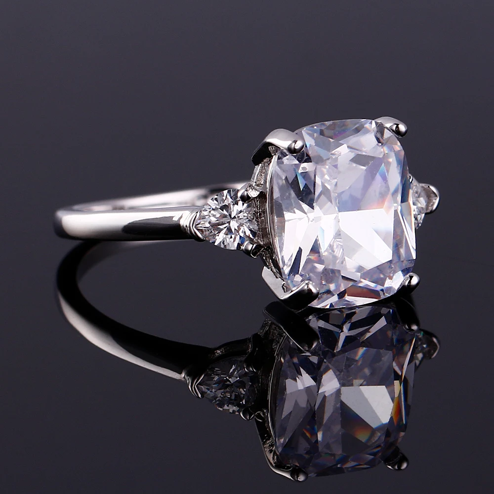 Nasiya Classic Elegant White Zircon Rectangle Ring 925 Silver Jewelry Wedding Band Bridal Rings For Women Ladies Daily Life Gift | Украшения