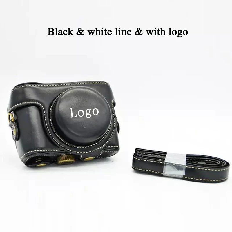 Black w-line logo Чехол из искусственной кожи для камеры sony RX100 RX100 II III RX100 IV V RX100 VI чехол с ремешком - Цвет: Black w-line logo