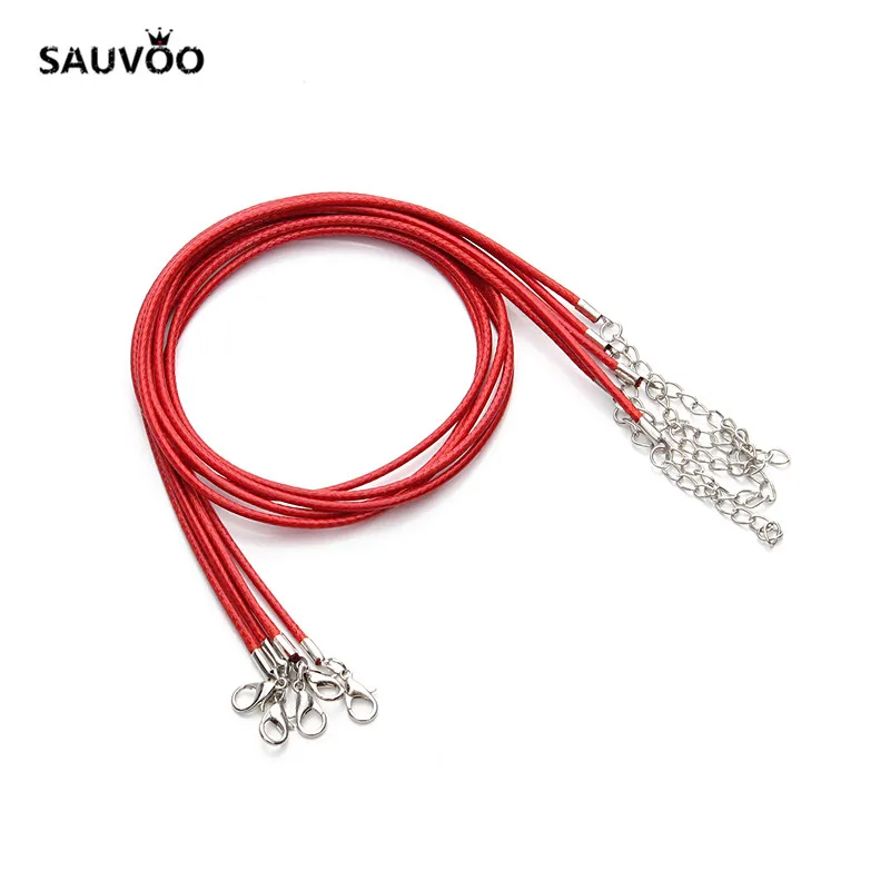 SAUVOO 20 шт./лот 15 цветов модный воск шнур ожерелье цепи шириной 2 мм с застежками
