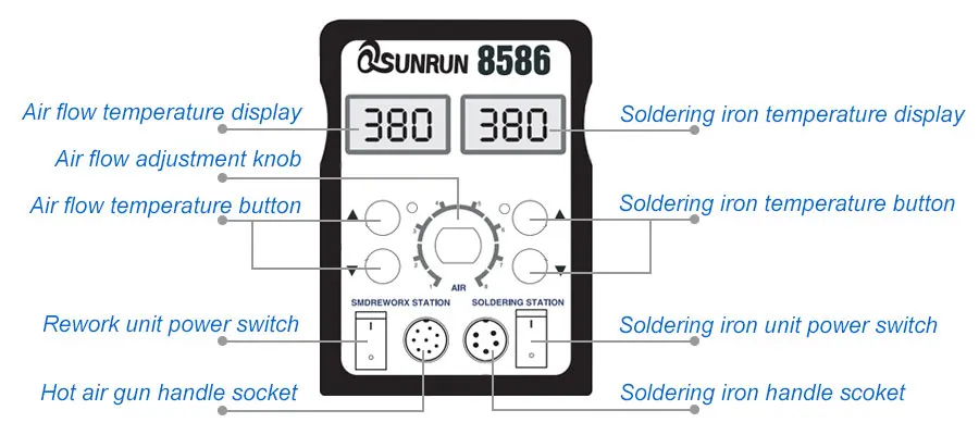 8586D BGA паяльная станция Электрический паяльник инструмент для ремонта LCD горячий воздух пистолет сварки инструмент газовой горелки