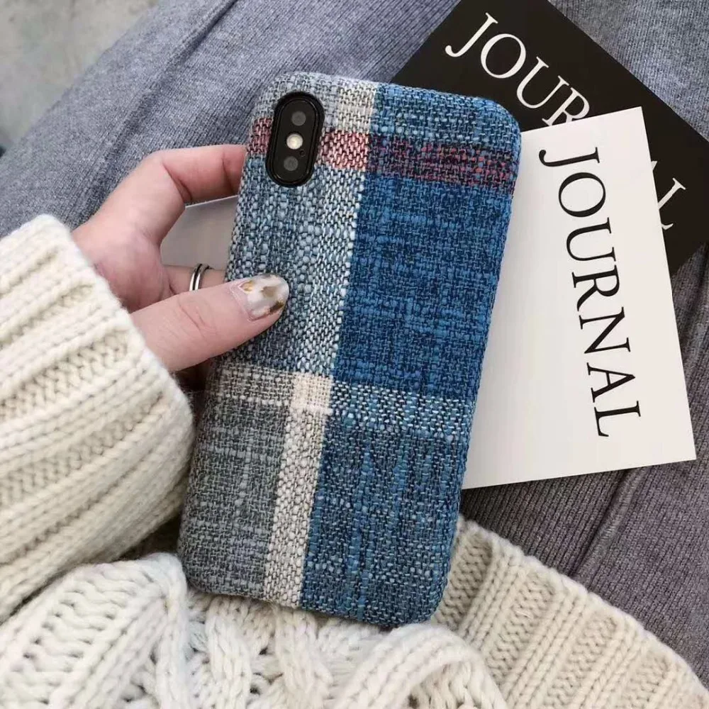 Checker сумка из ткани САППУ для iPhone X 7 плюс 6s 6 8 XR XS MAX зимняя Ткань Ткачество мягкая