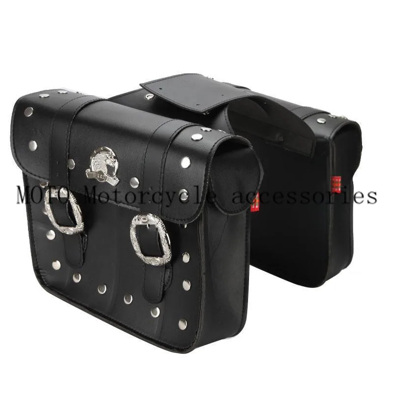 Седло для мотоцикла 2x черный багаж PU кожаные сумки инструментов Harley Cruiser Chopper Cafe