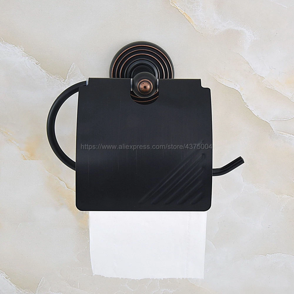 Черный латунный держатель для туалетной бумаги с масляным покрытием настенный