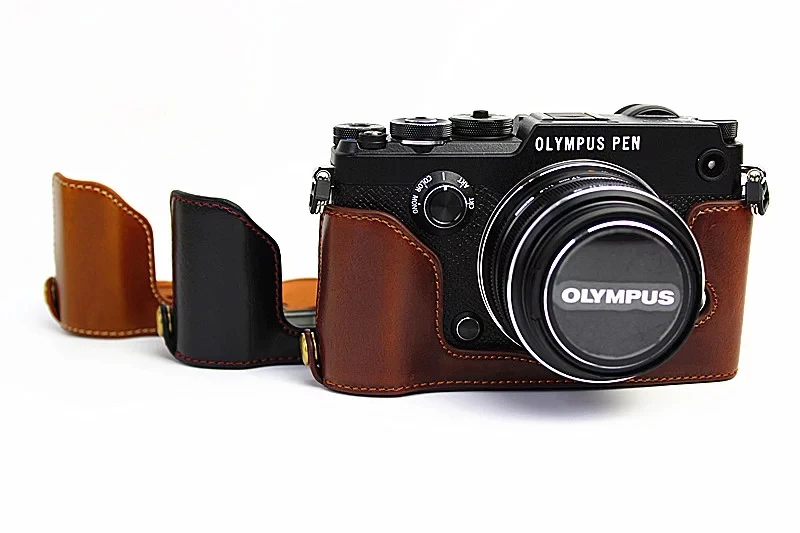 Модный чехол для камеры Olympus pen f penf из искусственной кожи с отверстием батареи|camera