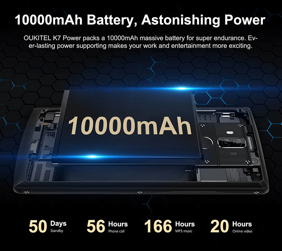 Мобильный телефон OUKITEL K7 Power 18:9 Full Display 6,0 ''FHD 2 Гб ОЗУ 16 Гб ПЗУ MT6750T Восьмиядерный 13 МП+ 5 Мп 10000 мАч 9 В/2 а отпечаток пальца