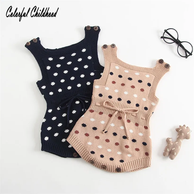

Baby knitting-romper embriodery with flower lovely bowknot warm autumn sleeveless jumpsuit for toddler unisex for all 0-2Y