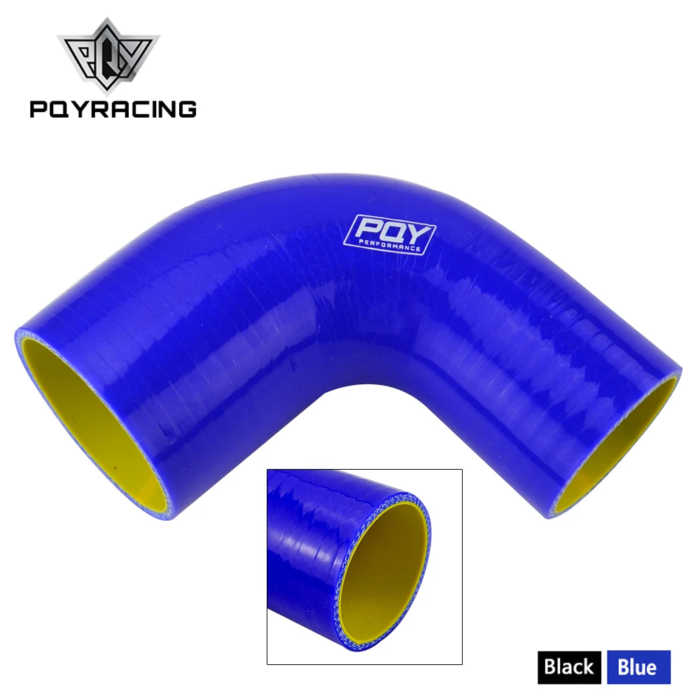 PQY 2&quot 2.5&quot 51mm 63mm 90 Degree Elbow Reducer Silicone Hose Pipe Turbo Intake Blue or Black with inner yellow SH902025 QY|Шланги и