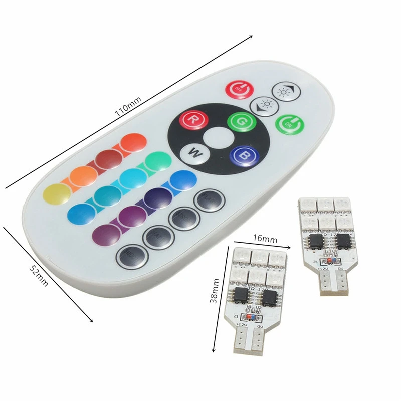 2x5050 SMD RGB T10 194 168 W5W Автомобильная Лампа для чтения с клиновидным цоколем 6