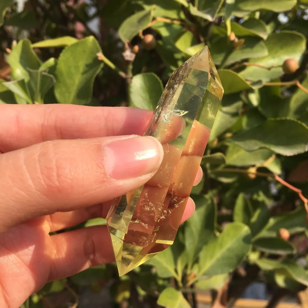 Палочки с двойным концом Из Натурального цитрина 60 г желтыми кристаллами | Дом и