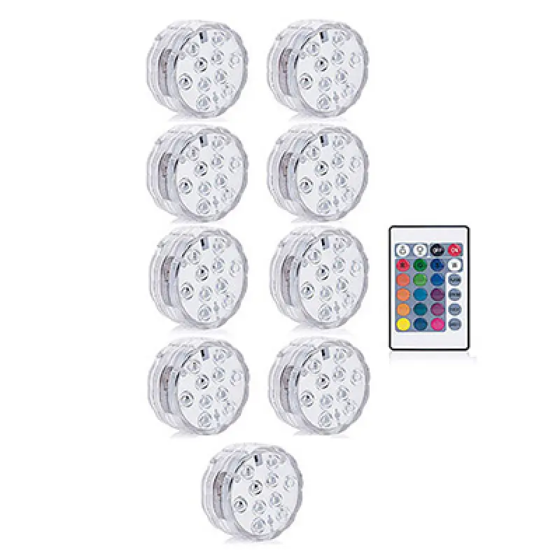 1 Remote 9 Light 10 светодиодный RGB Светодиодный прожектор пруд погружной IP67 Водонепроницаемый свет для плавательных бассейнов Батарея работает для Свадебная вечеринка - Испускаемый цвет: 1 Remote 9 Light