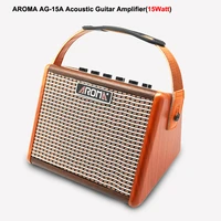 aroma ag 15a acoustic guitar amplifier 15w portable amp with microphone interface bt speaker built in rechargeable battery