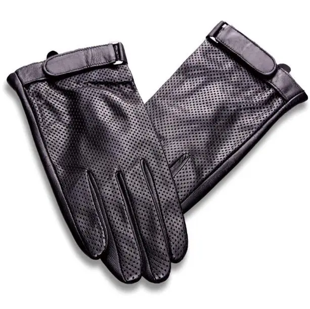 

Men's natural goat leather touchscreen gloves male genuine leather breathable motorcycle riding driving glove R1173