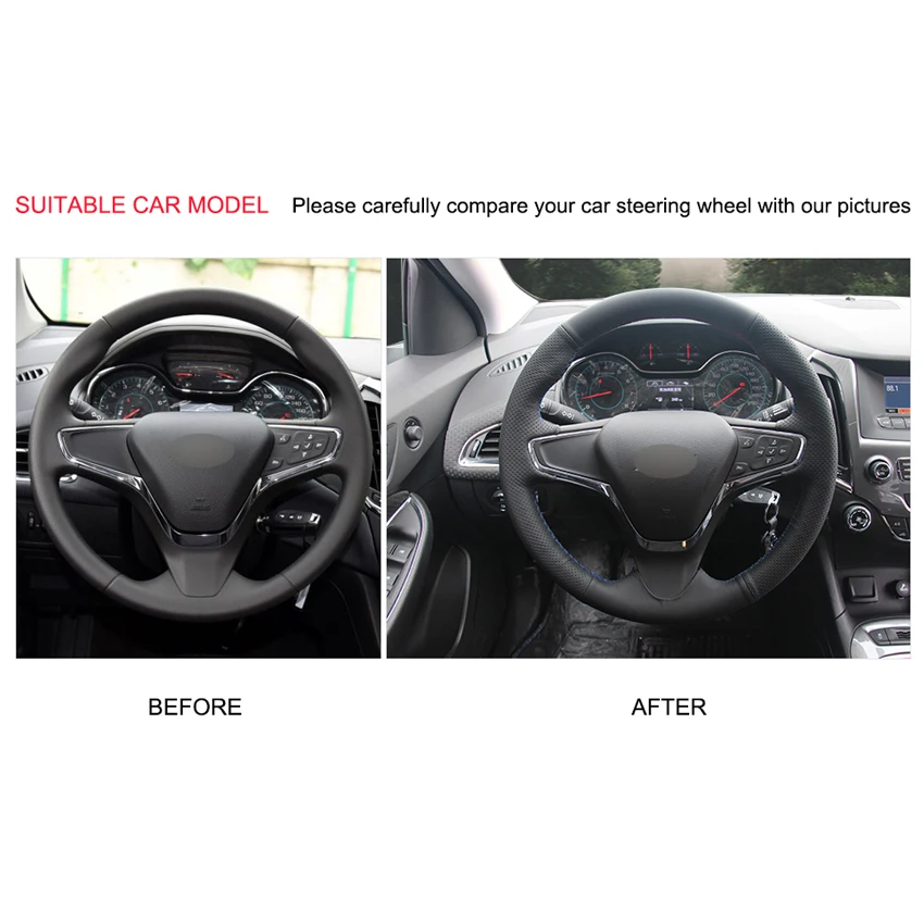 Вышитая вручную искусственная кожа для Chevrolet Cruze 2015 V 2016 2017 New Cruze|Чехлы на руль| |