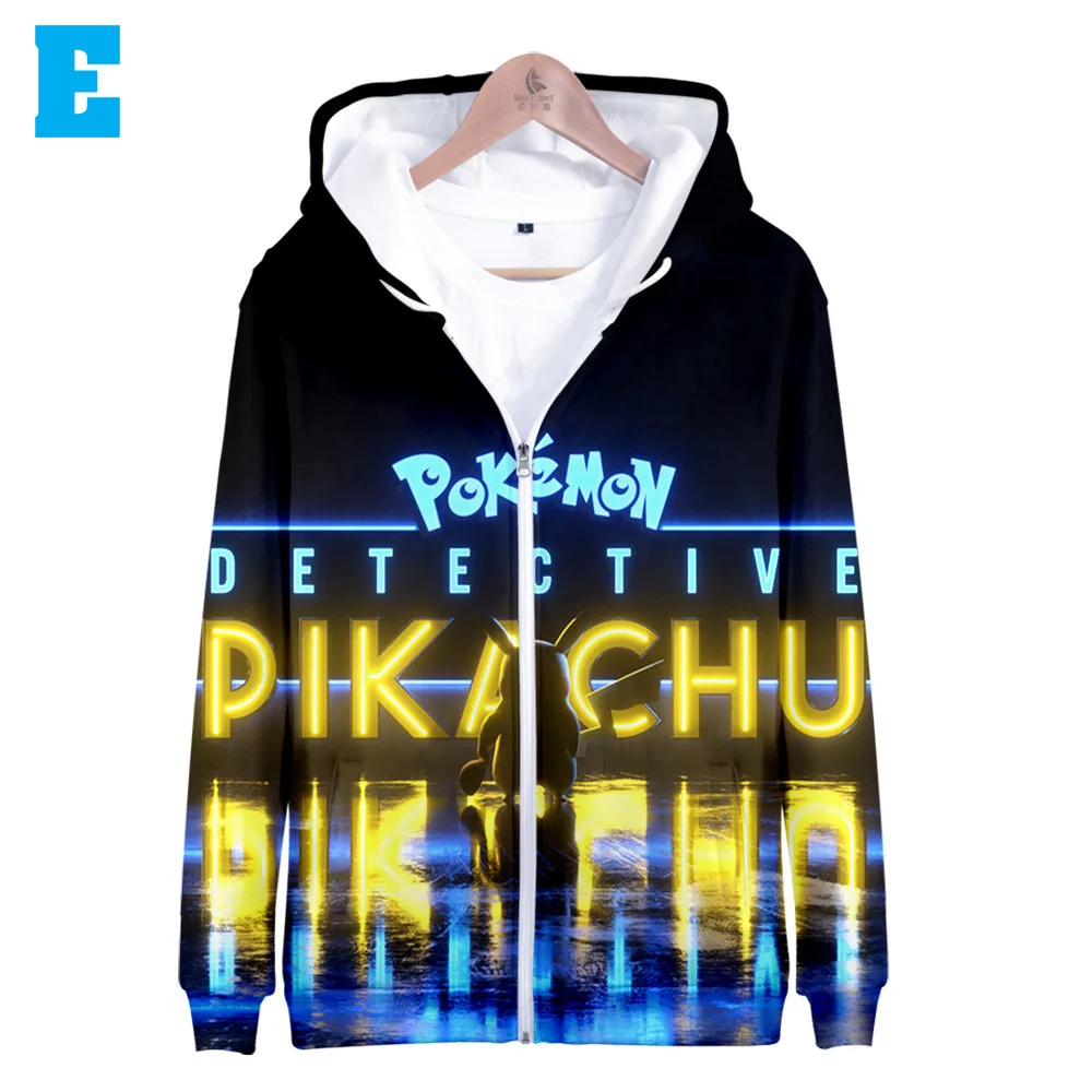 Женские толстовки с капюшоном Pokemon Pikachu худи на молнии мужские пуловер длинными