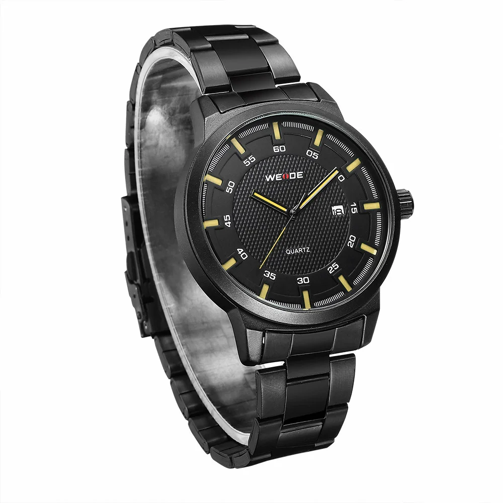 WEIDE нержавеющая сталь мужские часы Роскошные Брендовые Часы automatico водонепроницаемые мужские часы Спорт аналоговые кварцевые часы повседневное черный
