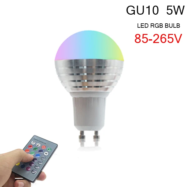 GU10 5W RGB BULB 1 шт. rgb Лампочка 110 В 220 В GU10 E27 E14 RGB лампада 16 цветов волшебный светодиодный Светильник-ночник с регулируемой яркостью сценический светильник 24key дистанционный светодиодный светильник - Испускаемый цвет: GU10 5W RGB BULB